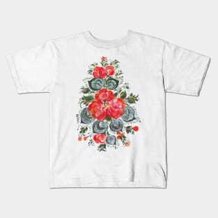 Flowers colorful in Russian folk art style Kids T-Shirt